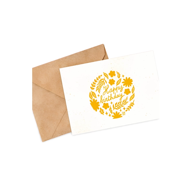 Carte postale "HAPPY BIRTHDAY YELLOW LEAFS"