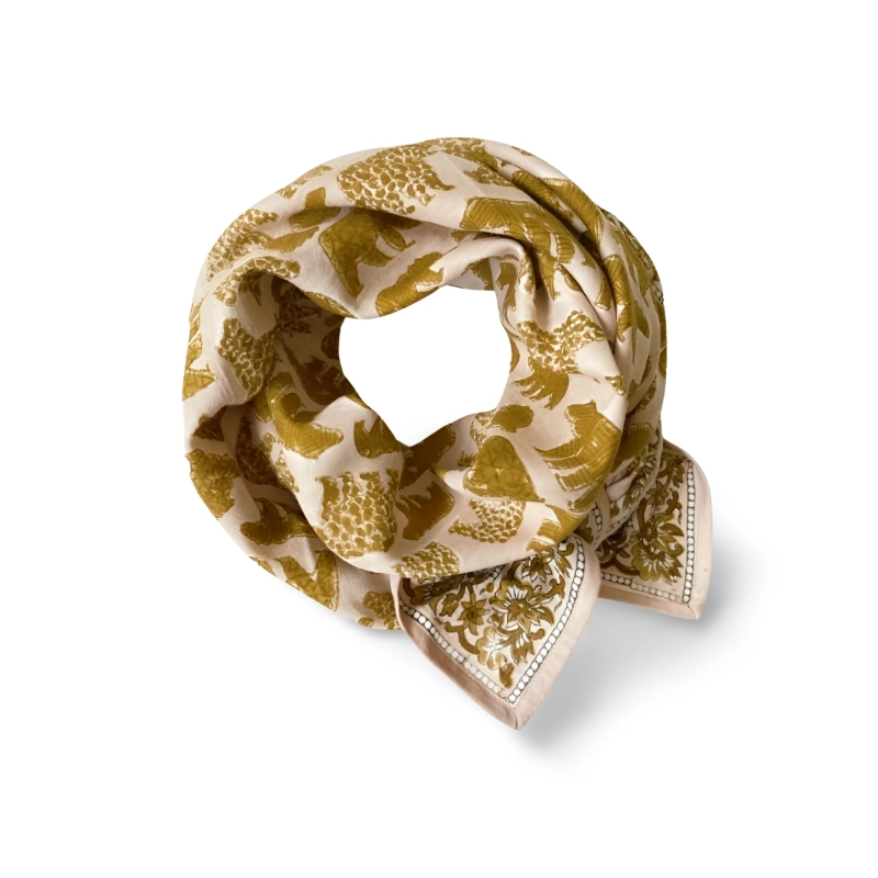 BIG FOULARD LATIKA "OURS" - MACADAMIA
