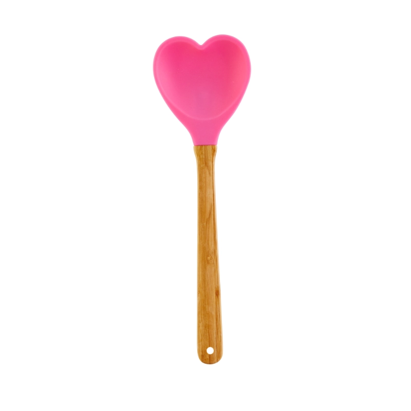 CUILLIÈRE EN SILICONE - COEUR FUSCHIA