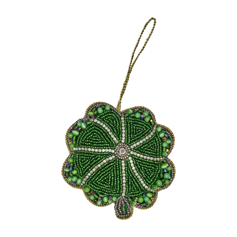 TREFLE PERLE DECORATION DE NOEL - VERT