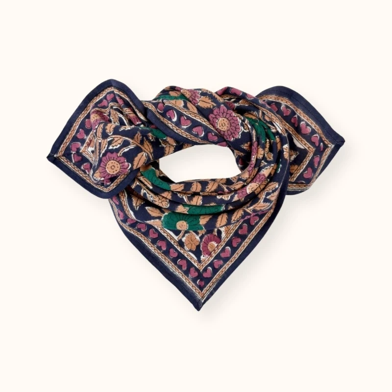 apaches small foulard manika coeur navy forest