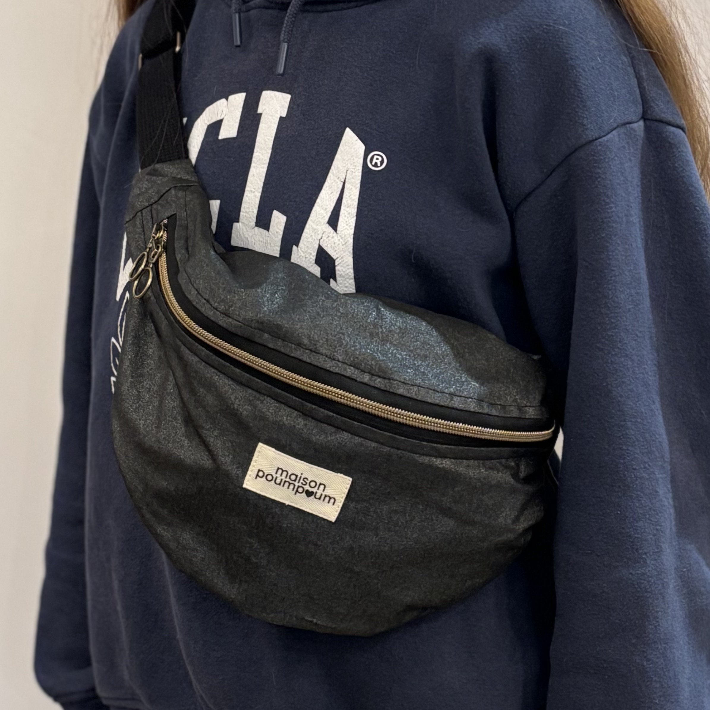 sac banane coton enduit noir 3