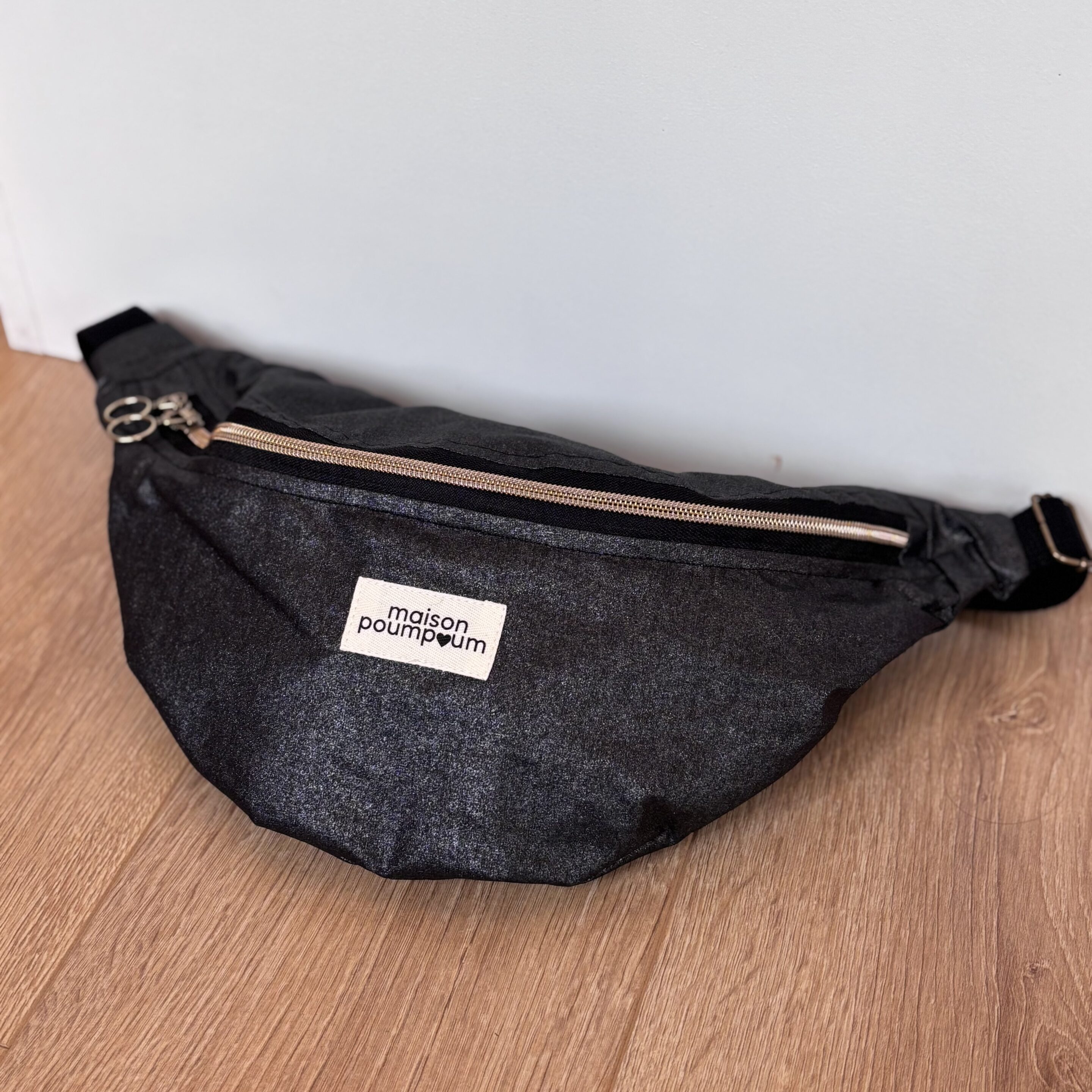sac banane coton enduit noir