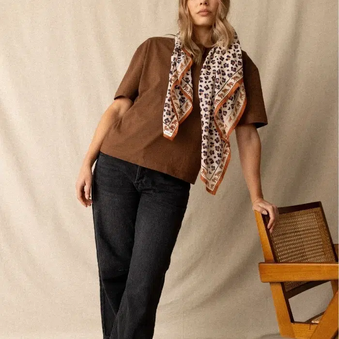 big foulard en coton dupatta leopard rust maison volumes lille 2