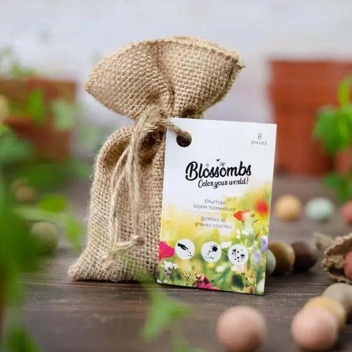 sac cadeau en jute 8 bombes À fleurs